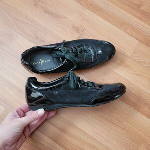 COLE HAAN Black Suede Leather Size 7.5 Athletic Flats Tali Oxford COMFY